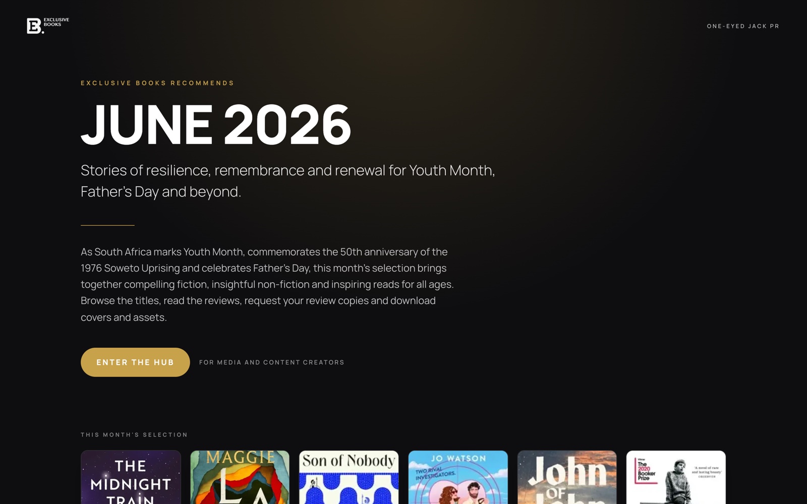 The Exclusive Books media hub landing page