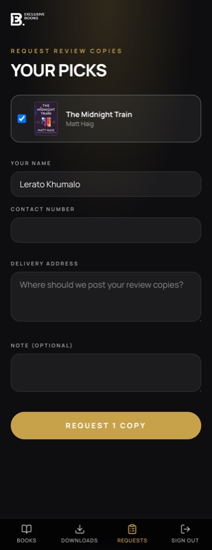 Requesting a review copy on a phone